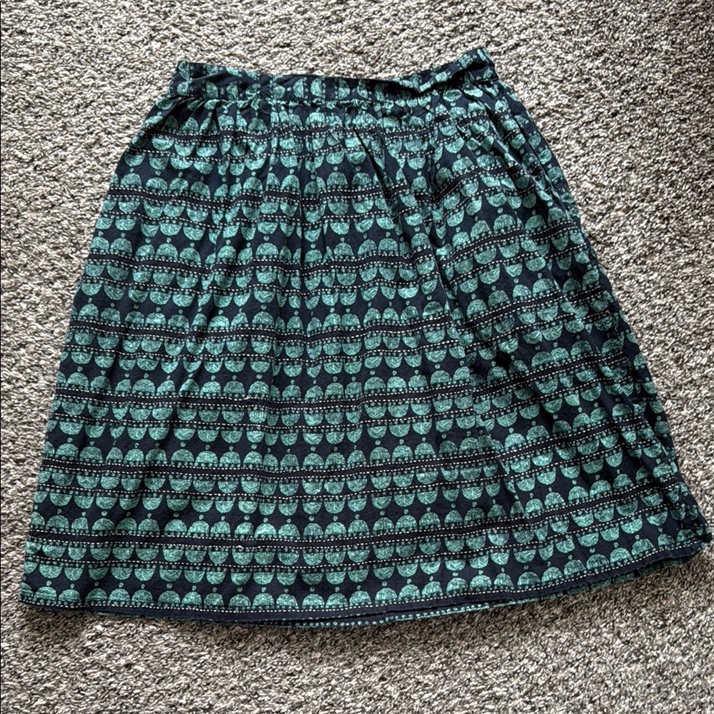 Mata Traders Teal and Navy Blue A-Line Cotton Embroidered Skirt for Casual Wear